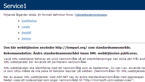 4.5. Implementation av webbtjänsten Inledningsvis utvecklades det en webbtjänst i ASP.NET i C#.