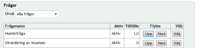 6.4.1 Visa frågeformulär Du kan se hur frågorna ser ut för de personer som ska besvara de kompletterande frågorna det vill säga de deltagarnasvariga.