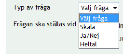 3. I fältet Frågan gäller from anger du från vilket datum frågan ska börja gälla från. När frågan börjar gälla kan den besvaras av deltagaransvarig vid in- och/eller utregistrering.