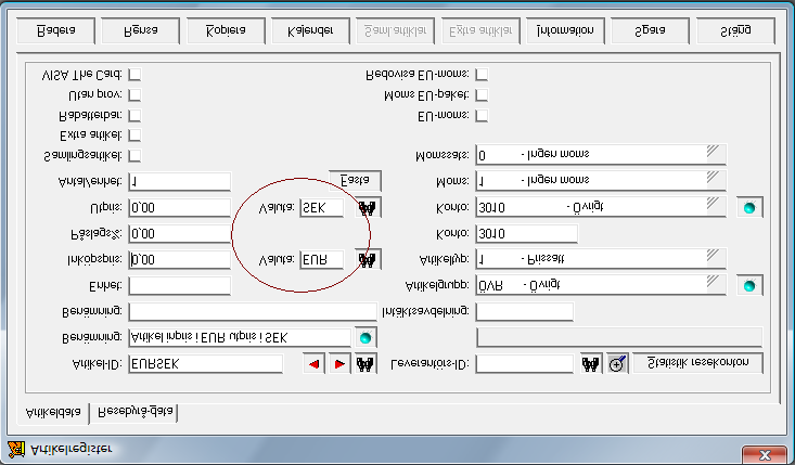 Artikelregister I artikelregistret lägger man upp de produkter som ska kunna bokas och faktureras. Här talar man om vilka valutor som ska användas till inköpspris respektive utpris.