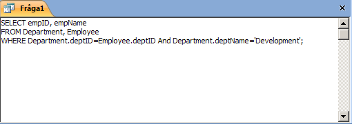 Detta är alltså Access grafiska gränssnitt för att ställa urvalsfrågor.