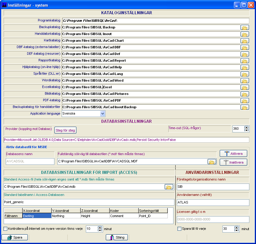 BILAGA A Installation och konfigurering av SQL-server. Applikationen kan antingen köras mot MS SQL-server eller MS Access. Koppling mot MS-ACCESS databas.