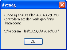 Skapa SQL-koppling Precis som med MS ACCESS behöver databasmotorn veta var din databas ligger och/eller hur den är länkad. I AvCad 4.