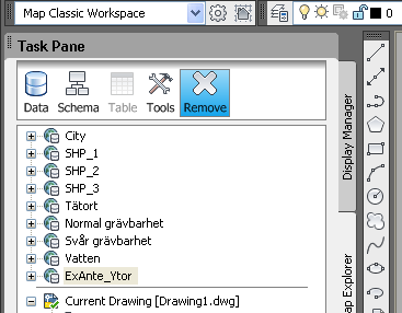 15 (23) 6. I mallfilen ExAnte_Ytor.layer finns fördefinierade teman som motsvarar de olika ytorna. Välj Load Layer på verktyget Data i Display Manager.