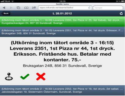 Uppdrag Telefonen Chauffören har full kontroll på sina uppdrag.
