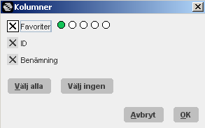 Favoriter i Marathon Favoritfunktionen är tillgänglig i de flesta tabeller i Marathon och gör att varje användare själv kan markera sina egna favoriter.