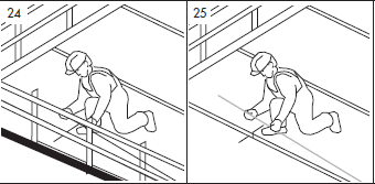 24 Figur 14. Nedsättning av armeringen före gjutning mellan/runt hålplattorna.