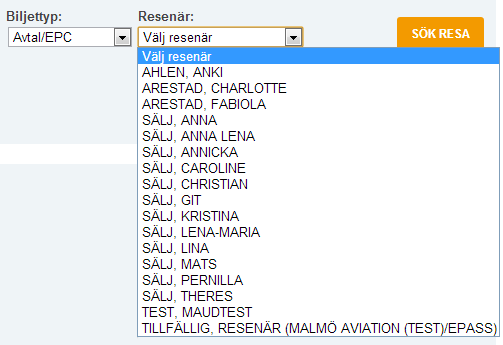 Användarmanual Malmö Aviation Travel Manager INLOGGNING Logga in med det TF-nummer som är kopplat till ditt Travel Managerkonto. Som inloggad blir följande funktioner tillgängliga: 1.