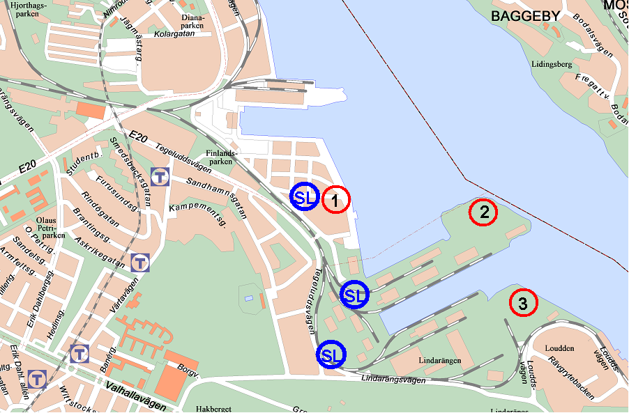 tiskt alternativ av SL. Det är inte heller realistiskt att starta en helt ny busslinje mot Bergs oljehamn. I anslutning till Norra Frihamnen (1) finns närhet till kollektivtrafik.