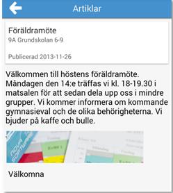 Artiklar Förutom schemat visas även de artiklar som