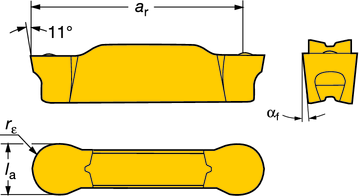 AVSTKNN O SPÅRSVARVNN orout 1-2 eggar Profilsvarvning orout 1-2-egg - Skär Låg matning Medelhög matning Toleranser, (tum): -RM l a= +0.10/0 (+.004/0) r ε= ±0.10 (±.004) -RO l a= ±0.02 (±.