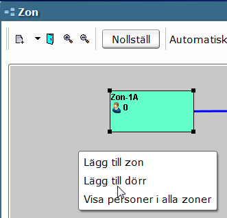 Den nya zonen läggs nu till i zonlistan i den nedre delen av Zon-fönstret och visas också i en grafisk bild (eller karta).