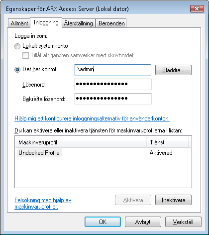 Stöd för Windows 7 samt 2008 och 2012 Server Efter installation av ARX Access Server måste följande inställningar göras för att ARX server ska köras korrekt. 1.