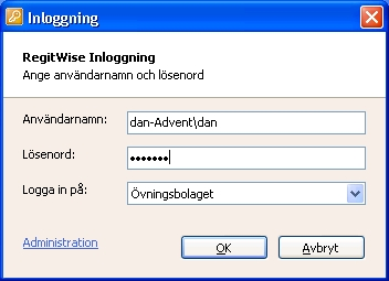 6 Inloggning i Programmet 6 Inloggning i Programmet Starta programmet (Om det inte redan är igång).