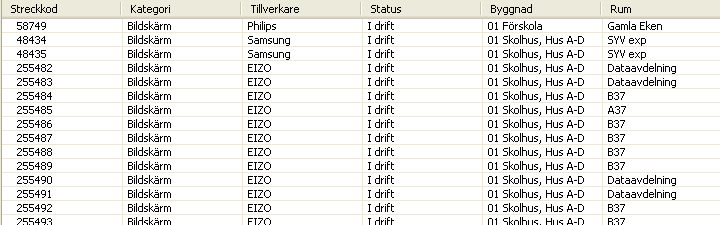 13 Sök efter inventarie 13 Sök efter inventarie Programmet har en kraftfull sökmotor som kan anpassas efter alla användares egna krav