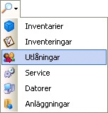 17 Utlåning 17.4 Återlämna utlåning Välj på verktygsfältet. Välj Utlåningar. Klicka i <Definiera sökning> och klicka på.