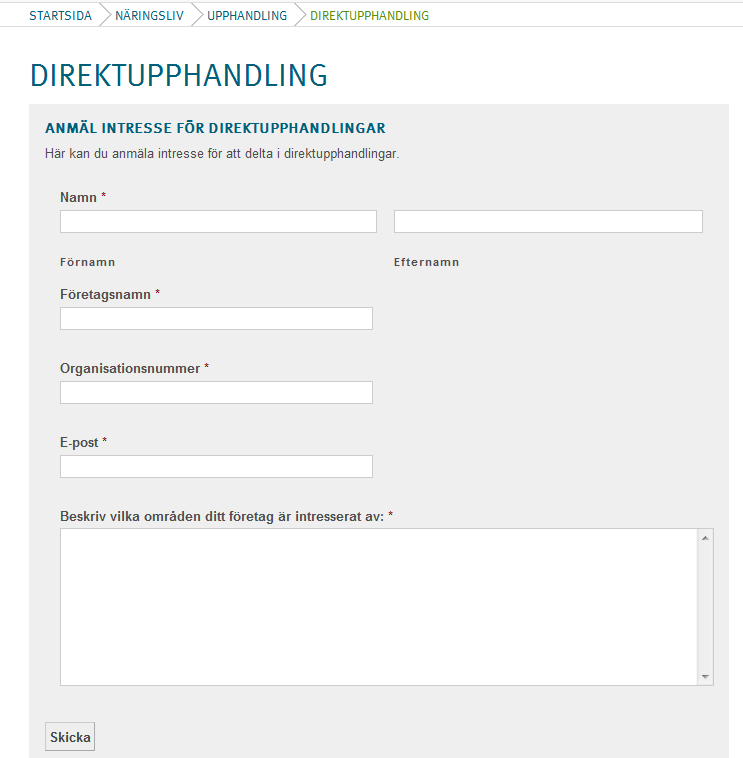 Direktupphandling Anmälan om