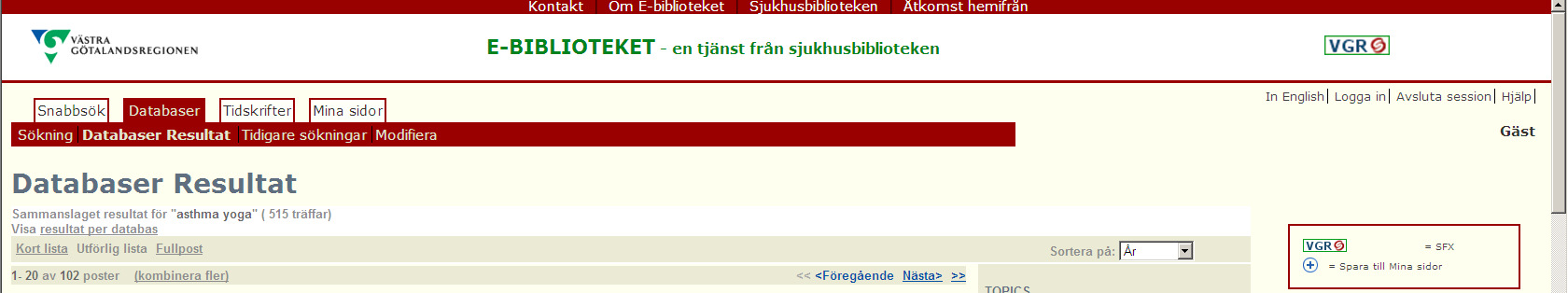 Gör på samma sätt som beskrivet ovan för att Läsa artikelns abstract eller fulltext Spara referensen i en minneslista Filtrera sökresultatet efter ämne, datum, författare, tidskriftstitel