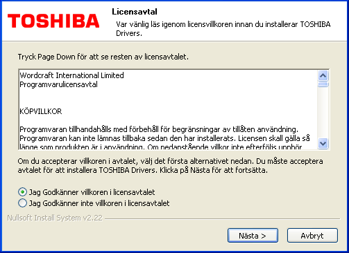 10. Klicka på Slutför. 11. Installationsmenyn för TOSHIBA Viewer V2 kommer att upptäcka att den nya TOSHIBA USB MFP är ansluten och börja installera drivrutinerna för skrivare och skanner.