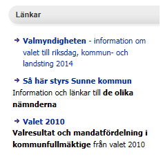 Redigera text och länka i CMS7.5, på sunne.se Sida 12 av 18 Länka externt, till en sida på en annan webbplats I princip ska alla länkar alltid göras i högerspalten.