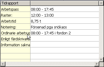 KALENDER Kalenderdelen är den del av systemet du kommer till direkt när du loggat in. På vänster sida listas alla anställda som finns inlagda i systemet, och den högra delen visar veckodagarna.