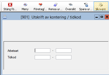 Kontering / tidkoder Tidredovisning Registervård Kontering tid Här lägger man upp konteringen för tidkoder i kombination med arbetsarten.