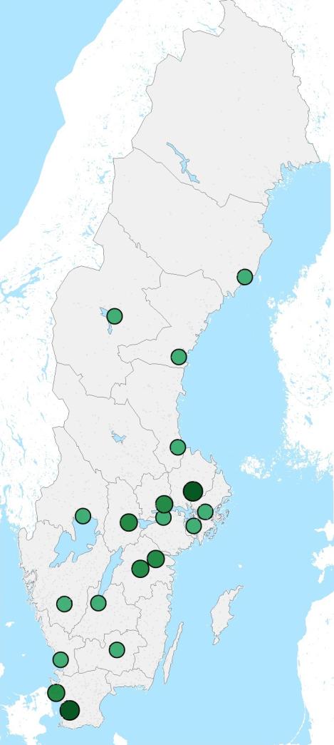 Grupp 7 Lund, Uppsala Grupp 6 Linköping, Norrköping, Helsingborg, Örebro, Västerås Grupp 5 Täby, Södertälje, Eskilstuna, Jönköping, Växjö, Halmstad, Borås, Karlstad, Gävle, Sundsvall, Östersund, Umeå