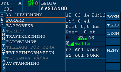 Markering och val av information på skärmen Generellt är information som är aktuell för urval markerat med orange bakgrund eller orange ram. T.ex. menyrad, post i inmatning och nedtryckt snabbknapp.