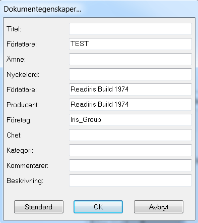 Avsnitt 9: Spara dokument Fyll i egenskaperna och klicka sedan på OK för att spara dem.