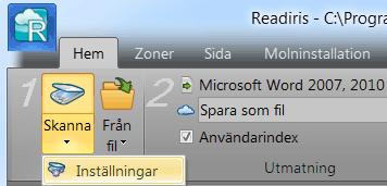 Avsnitt 6: Skanna och öppna dokument Fönstret Skanner visas. Nedan finns en översikt över alla tillgängliga skannerinställningar.