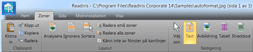 Readiris TM 14 - Användarhandbok Alternativen Redigera och Layout Nedan hittar du en översikt över redigerings- och layoutalternativen i Readiris. Obs!