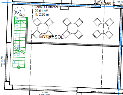 Lokal 1 Denna lokal på ca 50 m² är placerad i den västra delen av huset. Lokalen har skyltfönster med goda exponeringsmöjligheter som vetter mot Fyrspannsgatan och Persikogatan.