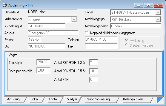 11 Inställningar på avdelningsnivå I analysverktygets flikar för barnkö och aktuella placeringar beräknas kapaciteten för avdelningar.