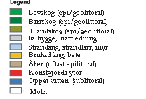 Ljusdal Lövskog (epi/geolitoral) Barrskog (epi/geolitoral) Blandskog (epi/geolitoral) Kalhygge, kraftledning Strandäng, strandkärr, myr Brukad äng, bete Åker (oftast epilitoral) Konstgjorda ytor