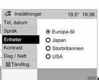 84 Instrument och reglage Vissa stationer sänder inte en korrekt tidssignal. I sådana fall rekommenderas att den automatiska tidssynkroniseringen stängs av.