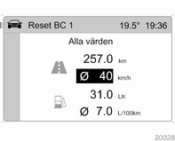 Instrument och reglage 89 När bränslenivån i tanken är låg visas meddelandet Räckvidd i displayen. När bränsletanken nästan är tom visas meddelandet Tanka snarast! i displayen. Momentan förbrukning Visar den momentana förbrukningen.