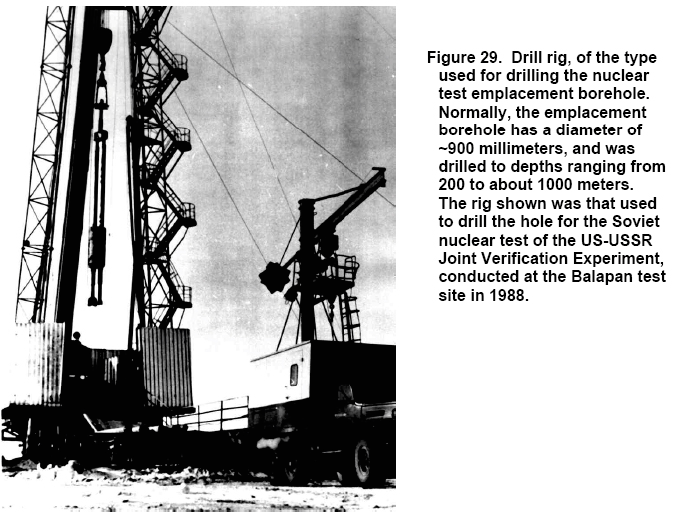 Figur 5-23. Borrigg för borrning av borrhål för underjordiska kärnvapensprängningar. (Adushkin och Leith 2001). 5.4 