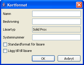 Lägga till kortformat För att lägga till ett nytt kortformat, gör på följande sätt: 1. Välj System-menyn i huvudfönstret och klicka på alternativet Kortformat. 2.