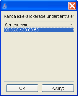 Fönstret Installationsträd med egenskaper för undercentral 5. Ange därefter Serienummer och välj vilken Tidszon som ska gälla.