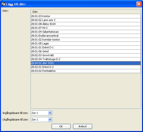 2. Sätt sedan de dörrar i antipassbackzonen som ska aktiveras för dörrspärr