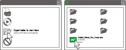 Ordna 57 Öppna installationsfilen manuellt om installationsfönstret inte visas automatiskt. Välj Öppna mappen för att visa filerna och dubbelklicka på Install_Nokia_Ovi_Suite.exe.