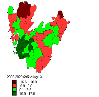 Population prognosis, Västra Götaland municipalities