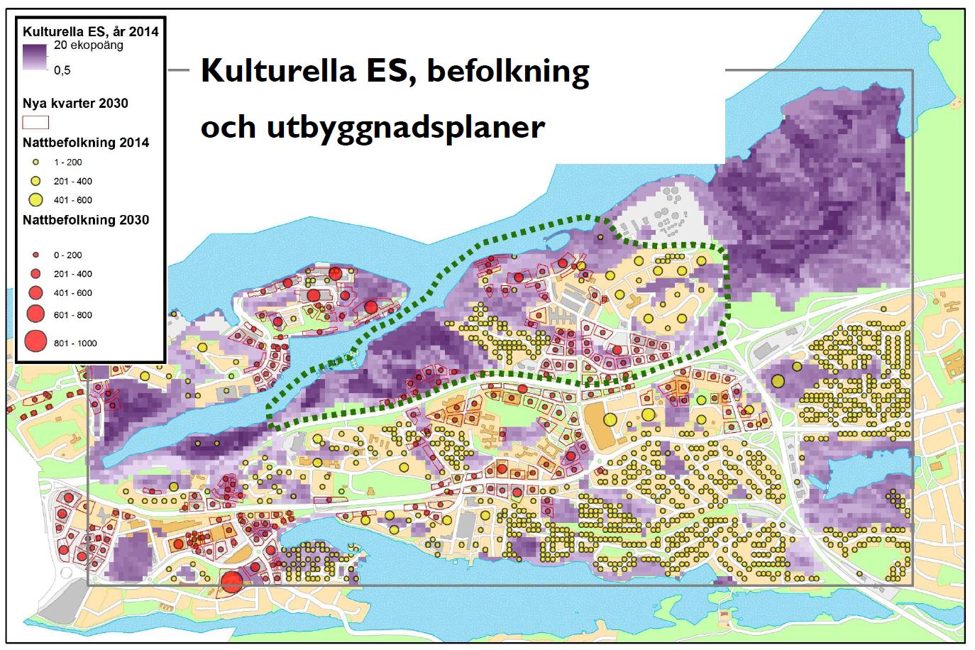 Vi har skapat en modell i ArcGIS model builder för att generera ES-poängen för kulturella ekosystemtjänster.