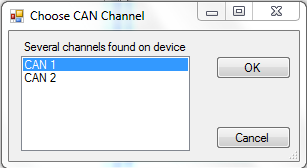 För att inläsningen av CAN meddelanden ska fungera felfritt så krävs det att enbart en CAN-to-USB adaptern är kopplad. I fallet då adaptern har fler än en kanal, så skall CAN 1 vara kopplad.