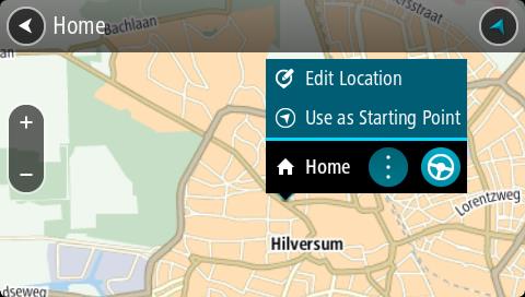 2. Välj Mina platser. En lista över alla platser öppnas. 3. Välj den plats du vill navigera till, exempelvis Hem. Din valda plats visas på kartan med en popup-meny. 4.