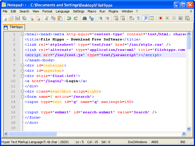 Notepad++ är baserat på den kraftfulla redigeringskomponenten Scintilla.