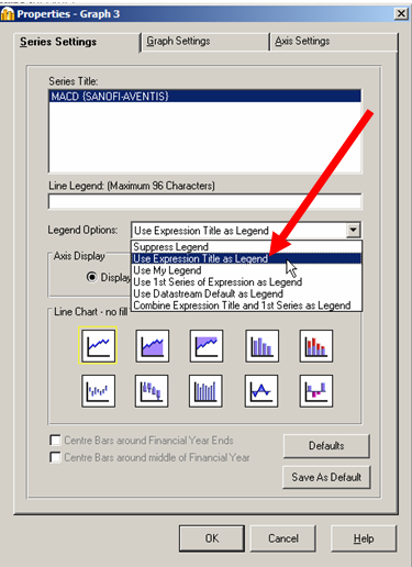 Vad gäller graf 3 ändrar vi under fliken Series Settings Legend Options till Use Expression Title as Legend.