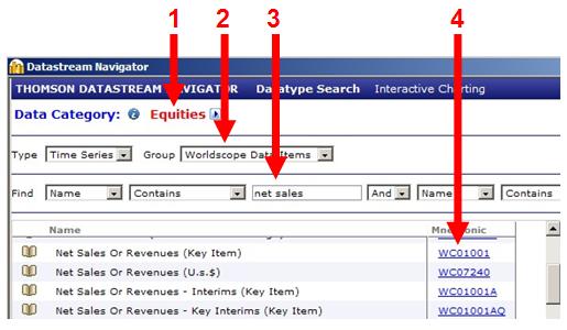 Figure 8 - Sök resultat Net Sales Klicka sedan på mnemonic för att den skall läggas till.