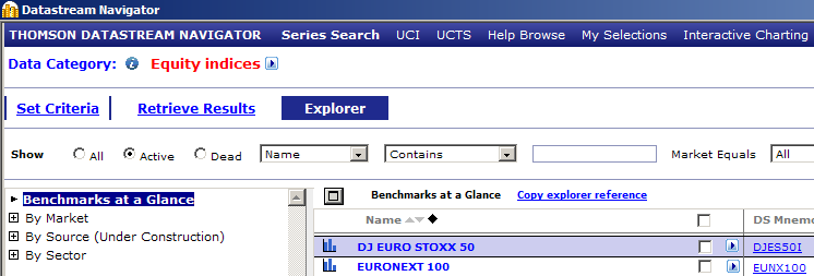 Sök därefter efter DJ Euro Stoxx 50 och lägg till det i grafen.