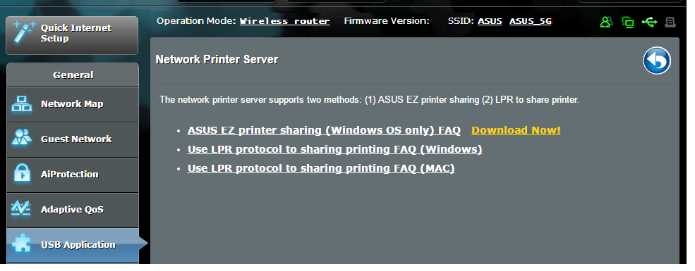 OBS! Skrivarserverfunktionen stöds på Windows XP, Windows Vista och Windows 7. To set up the EZ Printer sharing mode (Ställa in delningsläge för EZ-skrivare): 1.